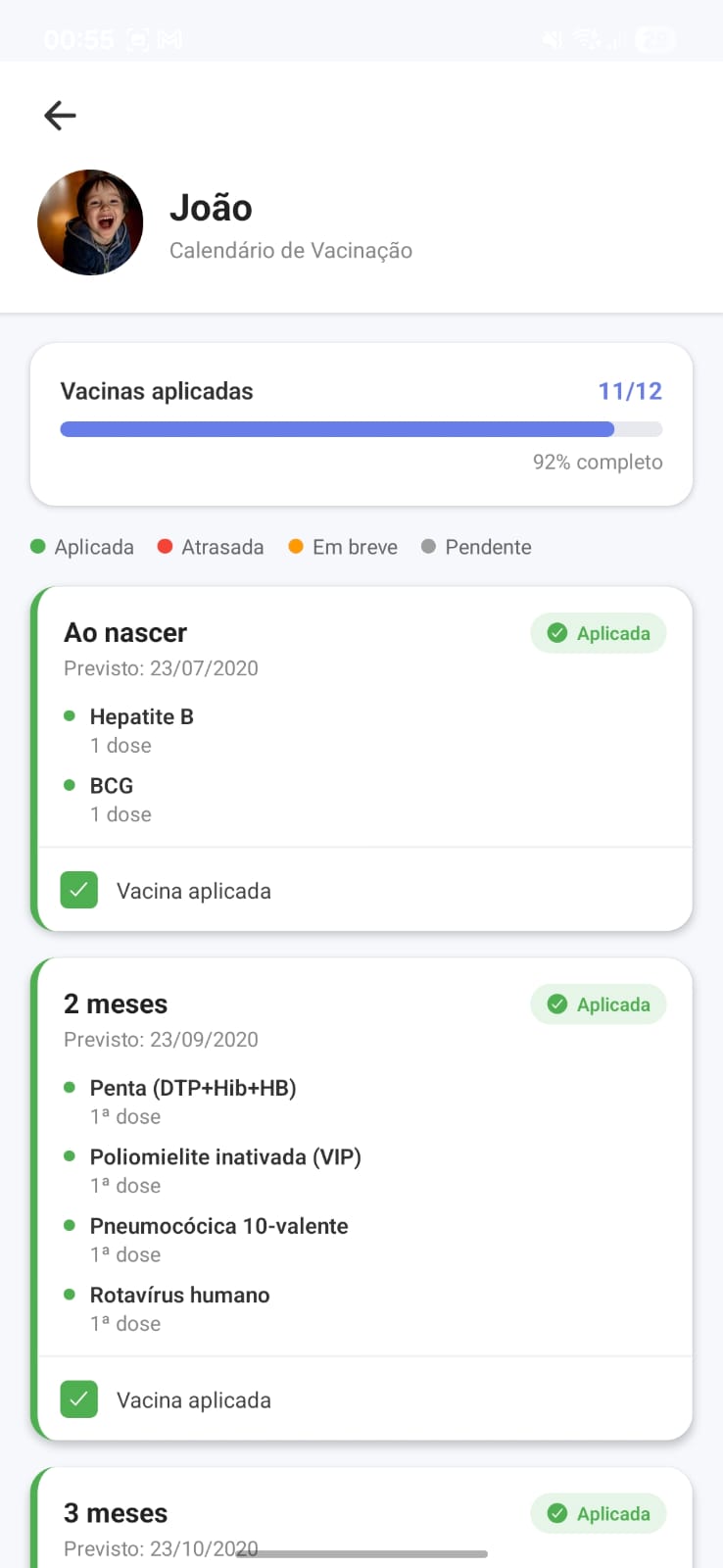 Calendário de Vacinas